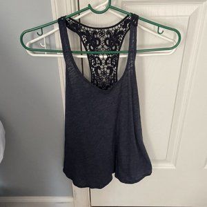 Hollister Navy Blue Lace Back Tank Top Extra Small